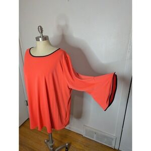 Worthington Woman Plus Size 2X Blouse Top Bell Sleeve Coastal Elevated Casual